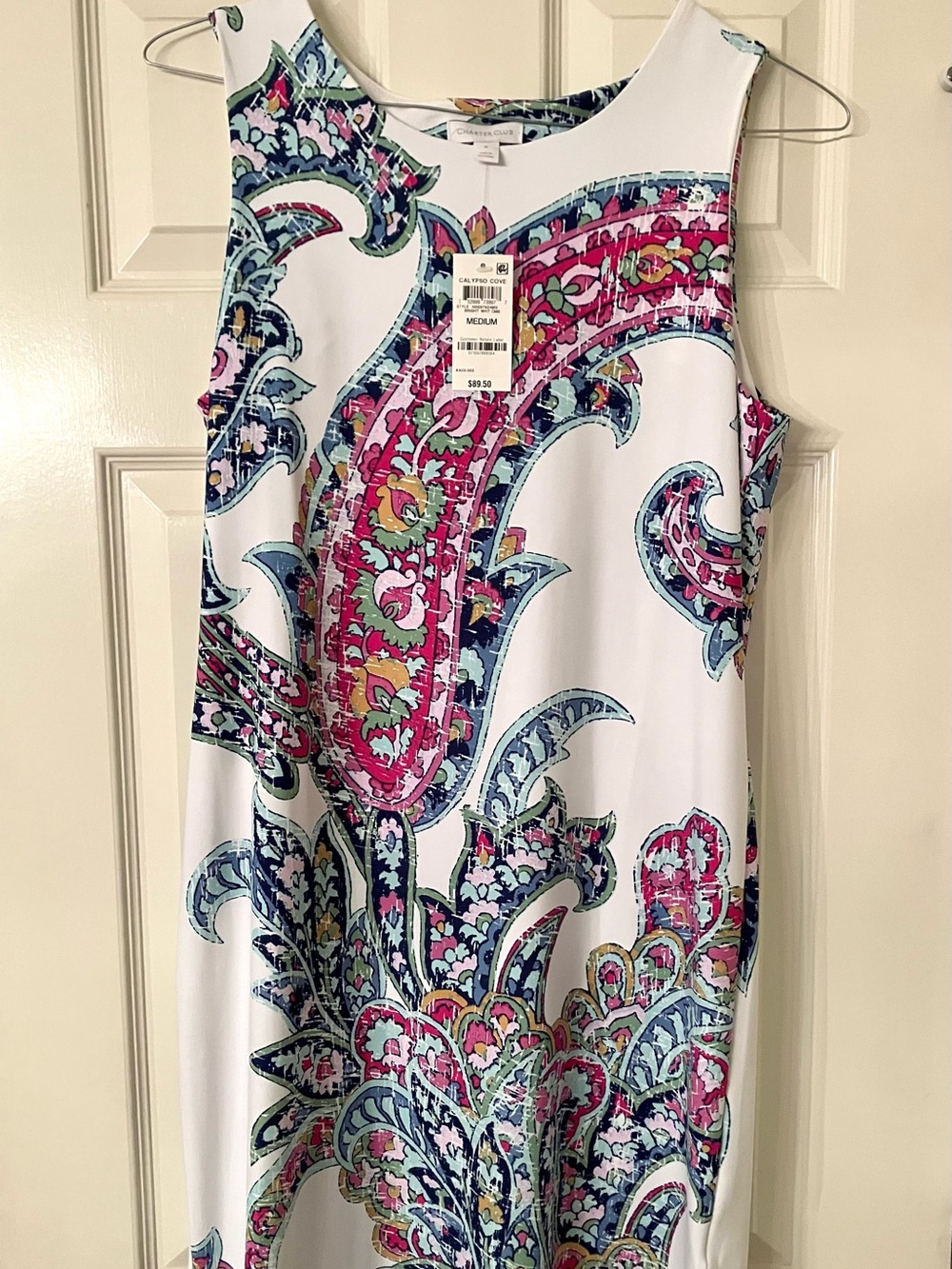 Charter Club White Paisley Print Sleeveless Dress